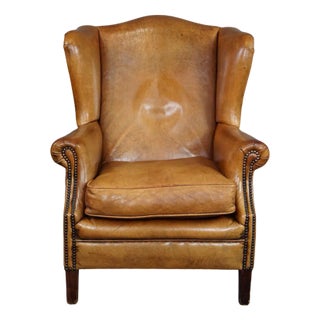 Vintage Brown Leather Armchair For Sale