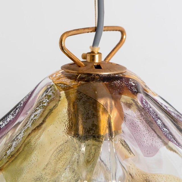 Purple, Green and Yellow Murano Glass Pendant from VeArt, 1980s For Sale - Image 11 of 17
