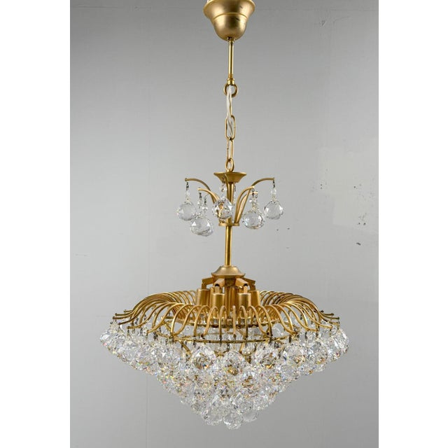 Mid-Century Modern Hollywood Regency Chandelier with Crystal Glass Shades by Ernst Palme, Germany, 1960s For Sale - Image 3 of 18