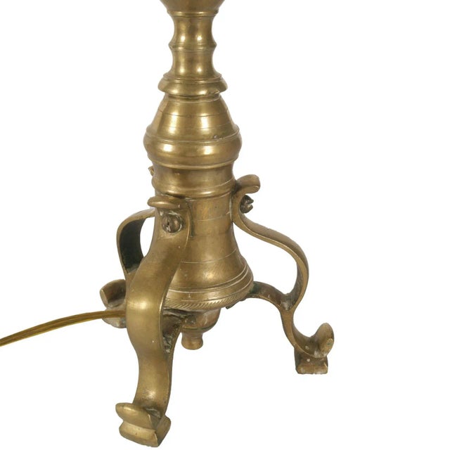 Antique Gilt Brass Lamp Holder Candelabrum, 1700s For Sale - Image 6 of 9