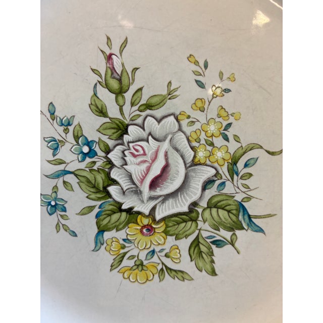 Light Green Vintage Provinstone Rose Marie Floral Dinner Plates – Set of 3 For Sale - Image 8 of 14