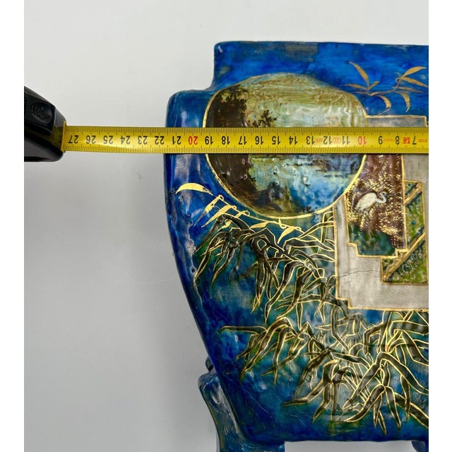 Japanese Art Nouveau Painted Lapis Lazuli Centrepiece or Cache-Pot, 1890s For Sale - Image 4 of 11