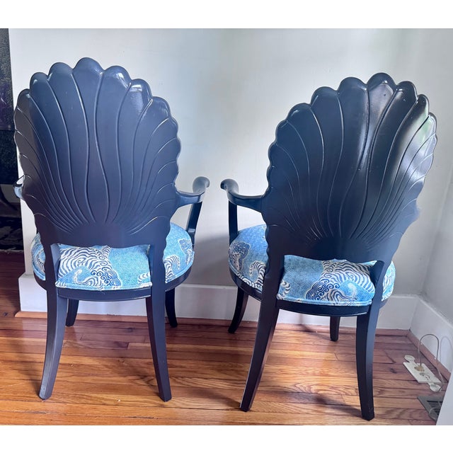 Pair of Lacquered Vintage Italian Hand Carved Grotto Chairs For Sale - Image 13 of 16