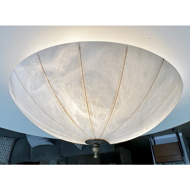 Directoire-Style French Pleated Alabaster Bowl Flush Mount Ceiling Light For Sale - Image 12 of 17