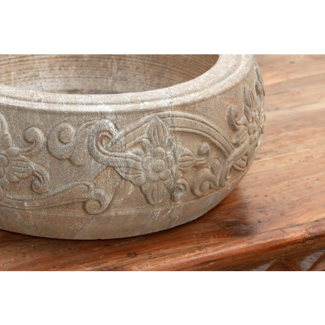 1960s Lithic Art, Carved Stone Round Basin For Sale - Image 5 of 8