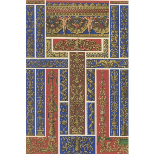 Paper Saurer, Renaissance Architectural Ornament Gilded Scrollwork & Cherubs, Pl. LXVI, 1869, Print For Sale - Image 7 of 10