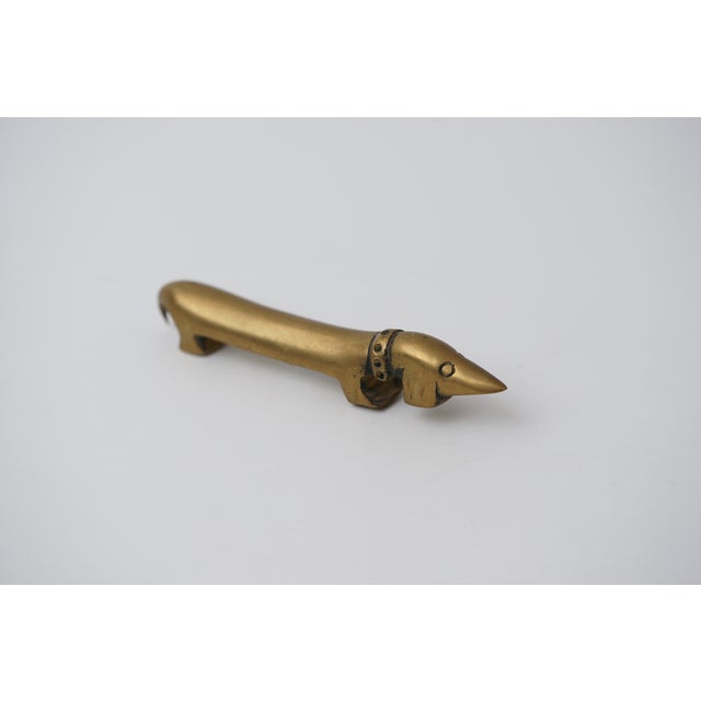 Gold Vintage Brass Bottle Opener in the Shape of a Dachshund by Walter Bosse for Herta Baller, 1950s For Sale - Image 8 of 11