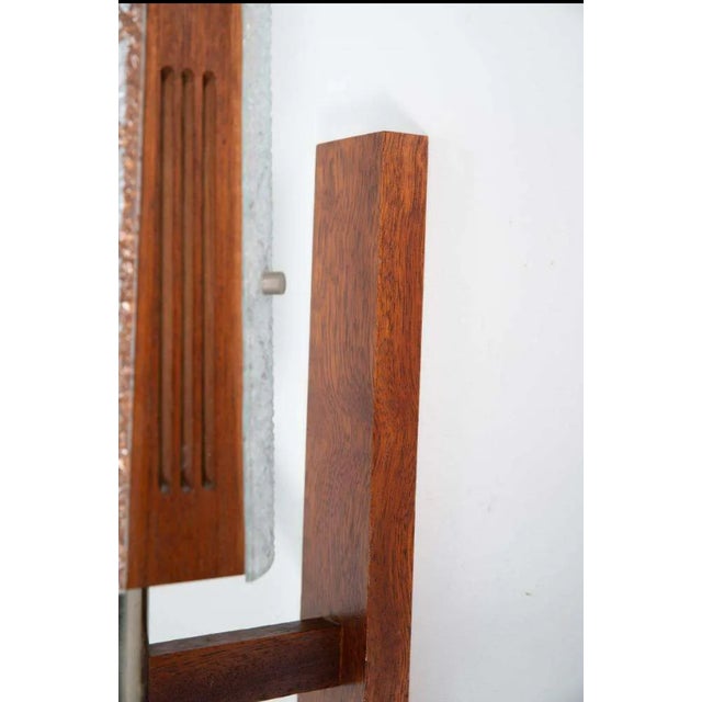 Metal Vintage Bohemian Wall Lamp in Milk Glass and Teak Wood For Sale - Image 7 of 12