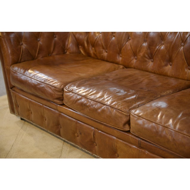 Animal Skin Chesterfield Sofa in Brown Leather, 2000s For Sale - Image 7 of 14