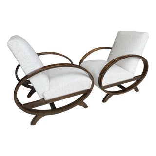 Art Deco Style Armchairs by Jindrich Halabala, Set of 2 For Sale