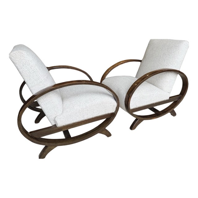 Art Deco Style Armchairs by Jindrich Halabala, Set of 2 For Sale
