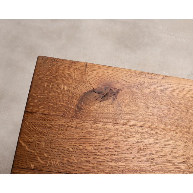 Country French Provincial Oak Farmhouse Trestle Dining Table 10 Ft For Sale - Image 11 of 18