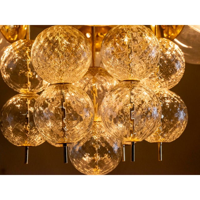 Mid-Century Brass and Glass Chandelier, Europe, 1960s For Sale - Image 11 of 12