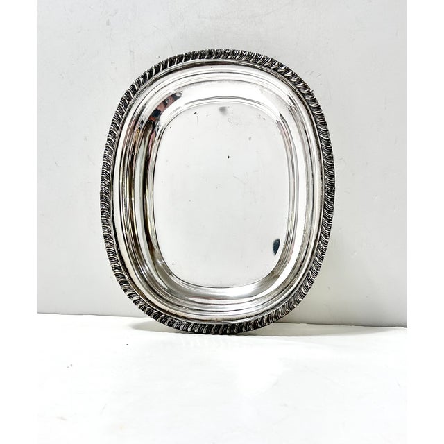 Vintage Silverplate Footed Gallery Serving Tray With Rope Edge – Small Cocktail / Barware Dish / l.b.s. Co. For Sale - Image 9 of 13
