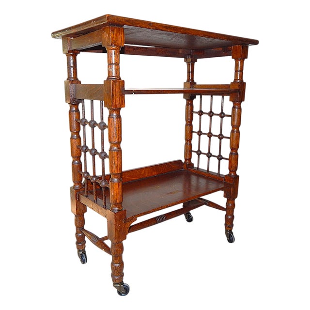 Mid 19th Century English Stick and Ball Rolling Book Stand / Cart / Shelf For Sale