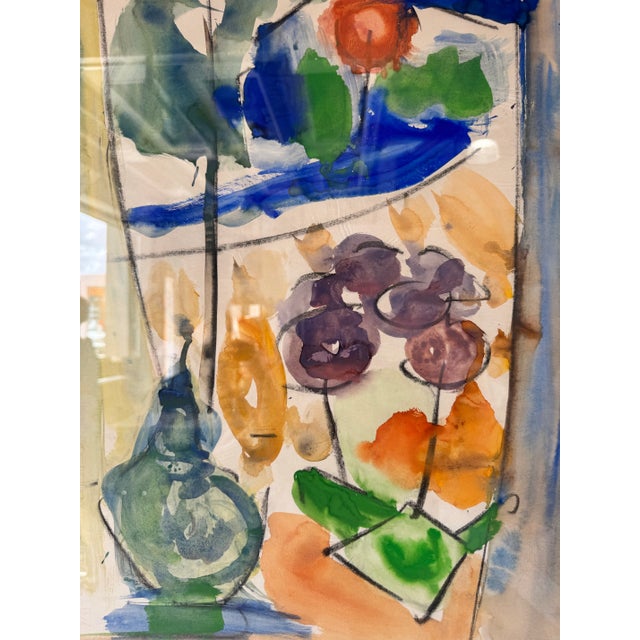 Metal 1982 Vintage Expressionist Abstract Watercolor Painting by Yamill For Sale - Image 7 of 12