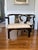 Late 20th Century Pair of James Mont Style Black Lacquer Horseshoe Chairs For Sale - Image 11 of 11