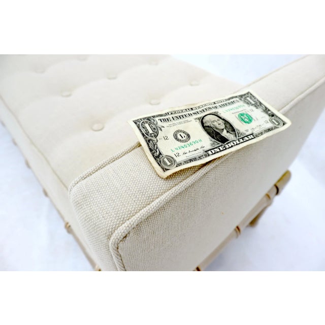 Off-white Faux Bamboo Base Tufted Upholstery Bench with Sides For Sale - Image 8 of 13