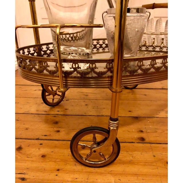 Metal Neoclassical Brass Serving Trolley, 1960s For Sale - Image 7 of 9