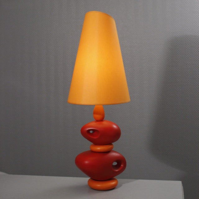 Large Orange Ceramic Table Lamp by Louis Drimmer, 1980s For Sale - Image 16 of 16