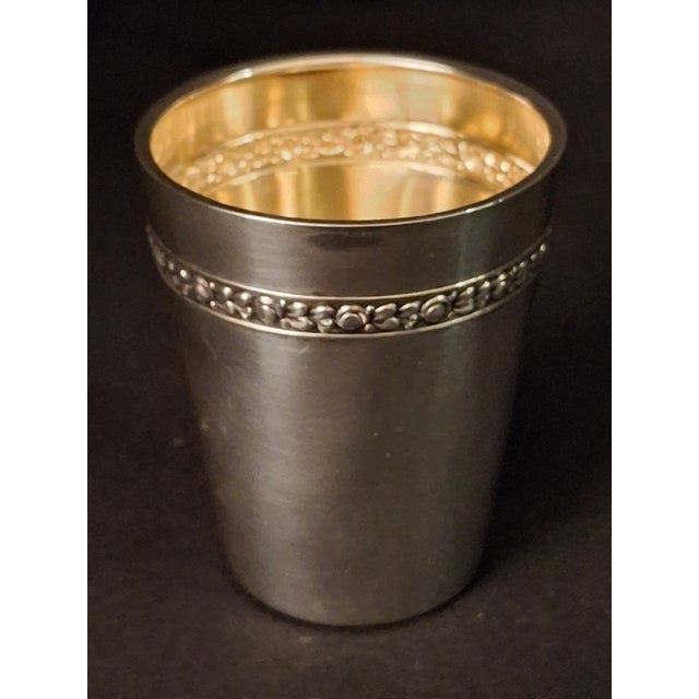 Vintage German 800 Silver Kiddush Cup Shot Glass Gold Wash Interior Gottlieb Kurz For Sale - Image 4 of 13