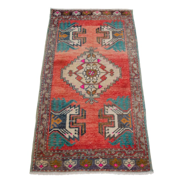 1970s Hand Knotted Door Mat, Entryway Rug, Bath Mat, Kitchen Decor, Small Rug, Turkish Rug - 1′8″ × 3′2″ For Sale - Image 5 of 13