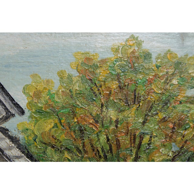 Roy Landenberger Framed Oil on Canvas Painting of Old Stone Mill - Signed For Sale - Image 4 of 14