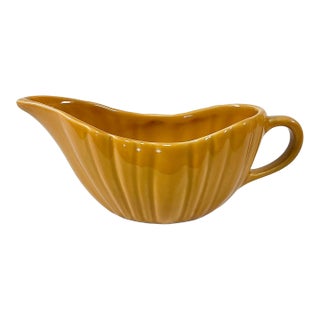 1990s Vintage Portuguese Majolica Ceramic Pumpkin Gravy Sauce Boat, Halloween & Thanksgiving For Sale