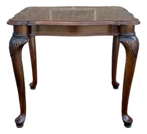 1980s Knob Creek Traditional Queen Anne Solid Cherry Side Table With Carvings