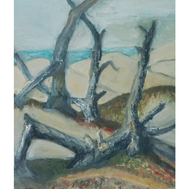 1960s Driftwood on the Beach, Mid Century Coastal Landscape by Genevieve Rogers For Sale - Image 5 of 7