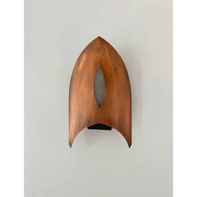 Vintage Wall Lights in Copper and Frosted Glass, France, 1970, Set of 2 For Sale - Image 4 of 5