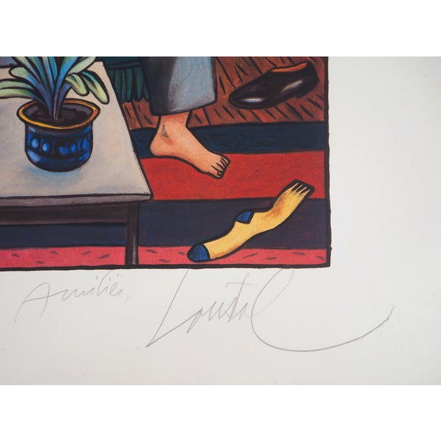 Jacques De Loustal, Couple in the Living Room, Original Lithograph For Sale - Image 6 of 8