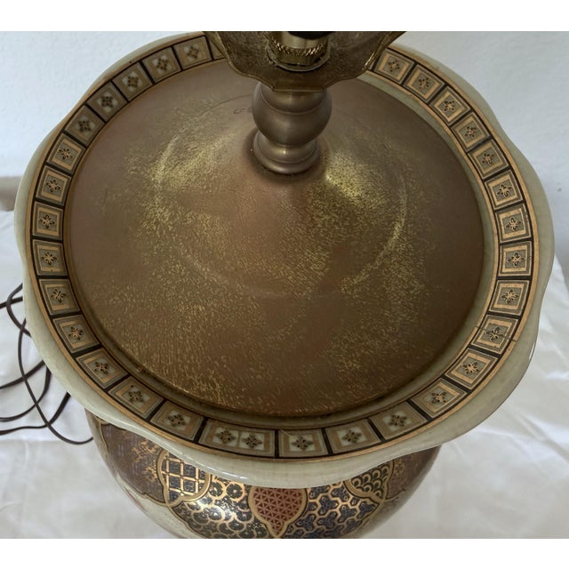 Gold Late 20th Century Chinese Import Satsuma Style Gold Table Lamp For Sale - Image 8 of 16