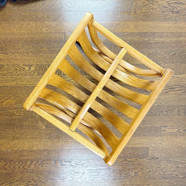 Mid 20th Century Mid 20th Century Vintage Mid Century Modern Bentwood Honey Oak Magazine / Periodical Rack For Sale - Image 5 of 9