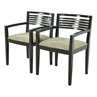 Knoll Postmodern Black Lacquered Ricchio Armchairs, Pair For Sale