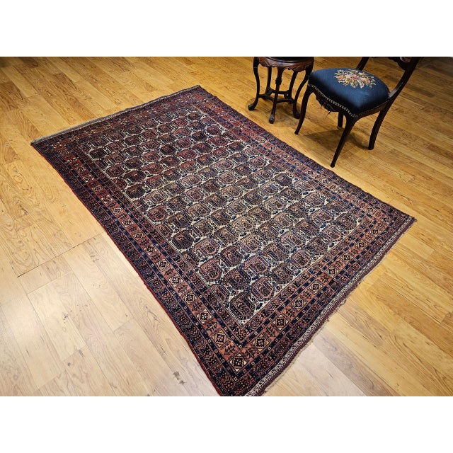 Antique Persian Afshar Tribal Rug, Hand-Knotted Wool, Allover Paisley Pattern, Ivory & Red, 5x7 For Sale - Image 17 of 17