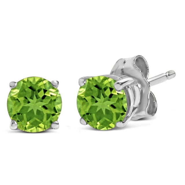 Encapsulate timeless elegance with these 14K White Gold stud earrings, each graced with a meticulously color-treated,...