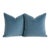 One Pair of Kravet Fabric’s Vintage French Blue Cotton Velvet Down and Feather Pillows For Sale