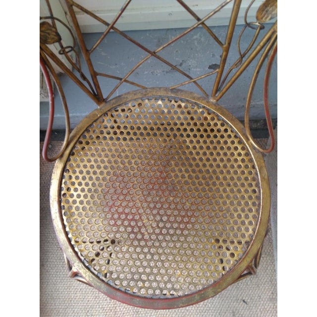 Gold 1950s Vintage Italian Flower Gilt Iron Sculptural Chair For Sale - Image 8 of 12