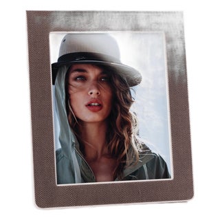 Raffia Over Nappa Cream Leather Photo Frame, 8" x 10" For Sale