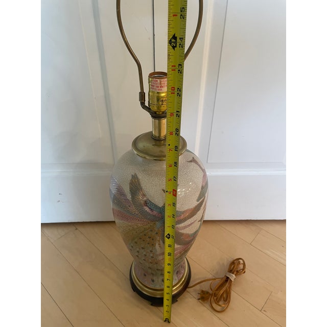 Ceramic Vintage Frederick Cooper Hand-Painted Porcelain Peacock Lamp - Chinoiserie For Sale - Image 7 of 12