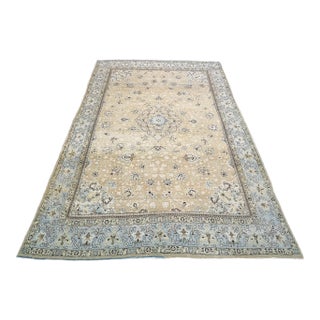 1930s Vintage Hand-Knotted Keshan Area Rug For Sale