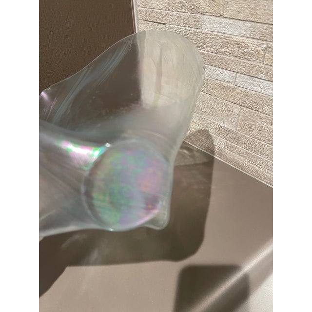 Mid-Century Modern Vintage Mid-Century Iridescent Art Glass Handkerchief Centerpiece Bowl – 14" For Sale - Image 3 of 12