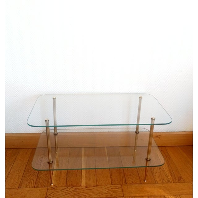 Mid-Century Modern Vintage Coffee Table in Brass and Glass, 1960 For Sale - Image 3 of 11