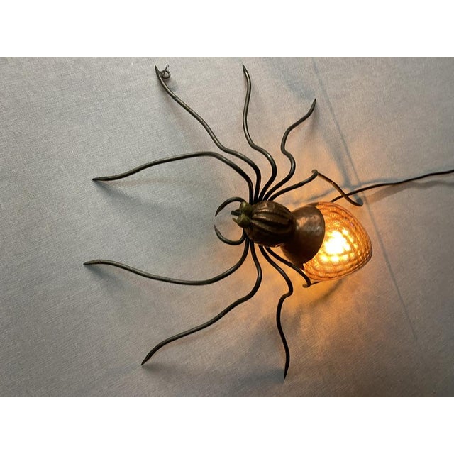 Mid-Century Modern Italian Metal and Glass Spider Wall Lamp, 1950s For Sale - Image 13 of 18