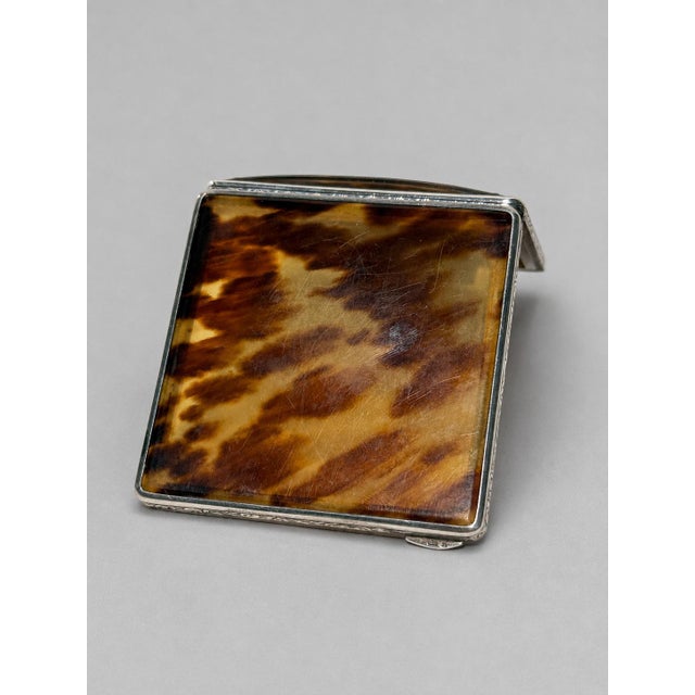 Amber 1900s Swedish Sterling Silver and Faux Tortoiseshell Floral Compact For Sale - Image 8 of 11