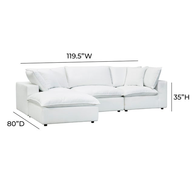 Wood Cali Pearl Performance Fabric Modular 4 Piece Sectional For Sale - Image 7 of 7