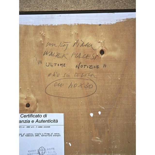 Walter Piacesi, Latest News, 2002, Oil on Board For Sale - Image 13 of 17
