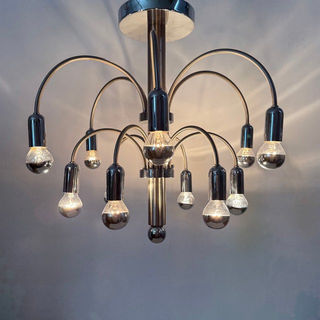 Silver Vintage Chromed Brass Ceiling Lamp from Sciolari, 1970s For Sale - Image 8 of 18