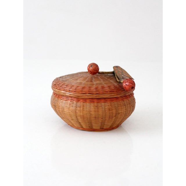 Vintage Chinese Lidded Basket With Swing Berry Finial For Sale - Image 9 of 14